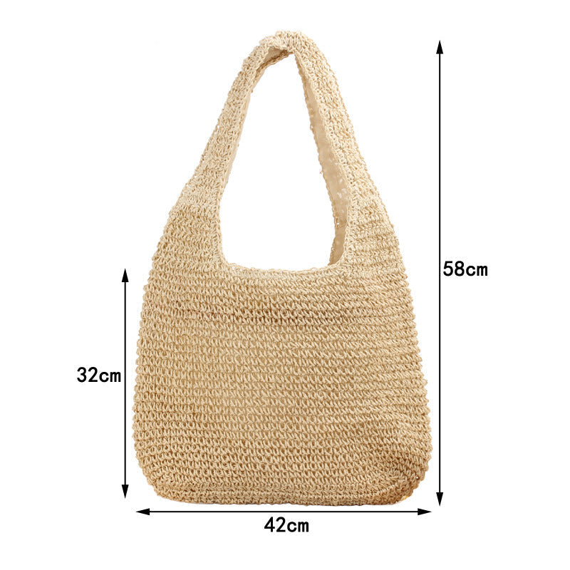 Shoulder Straw Bag Mori Hand Woven Bag Casual Large Capacity Beach Bag Bella Mia